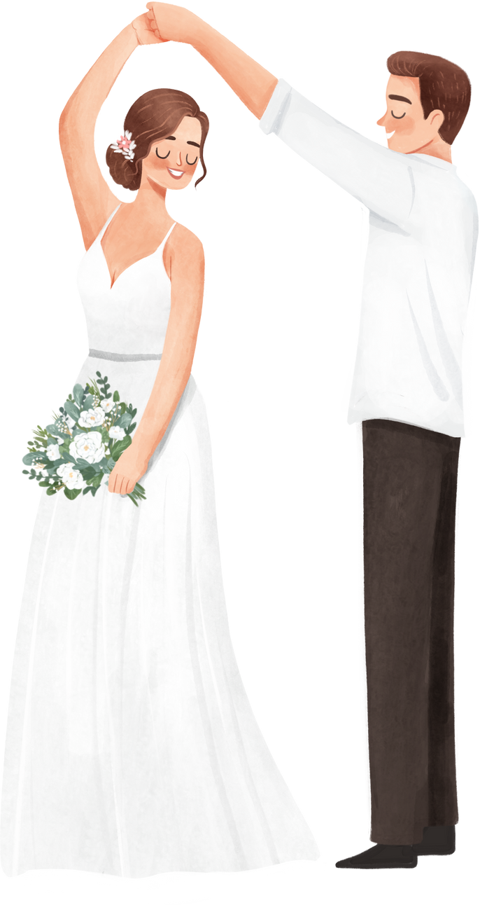 Wedding Couple Dancing Illustration